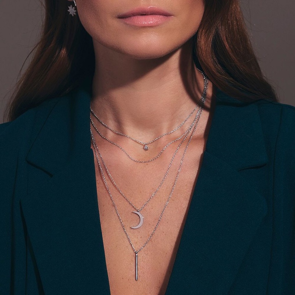 Crescent & Bar Multi Layer Necklace - Picture 2 of 3